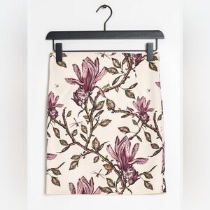 Magnolia Print Pencil Skirt - Cream and Pink
